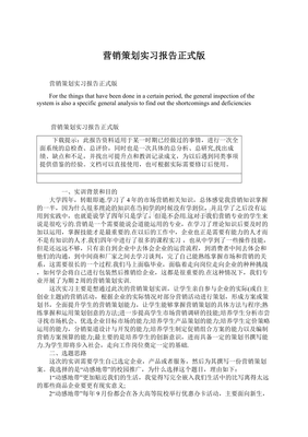 营销策划实习报告
